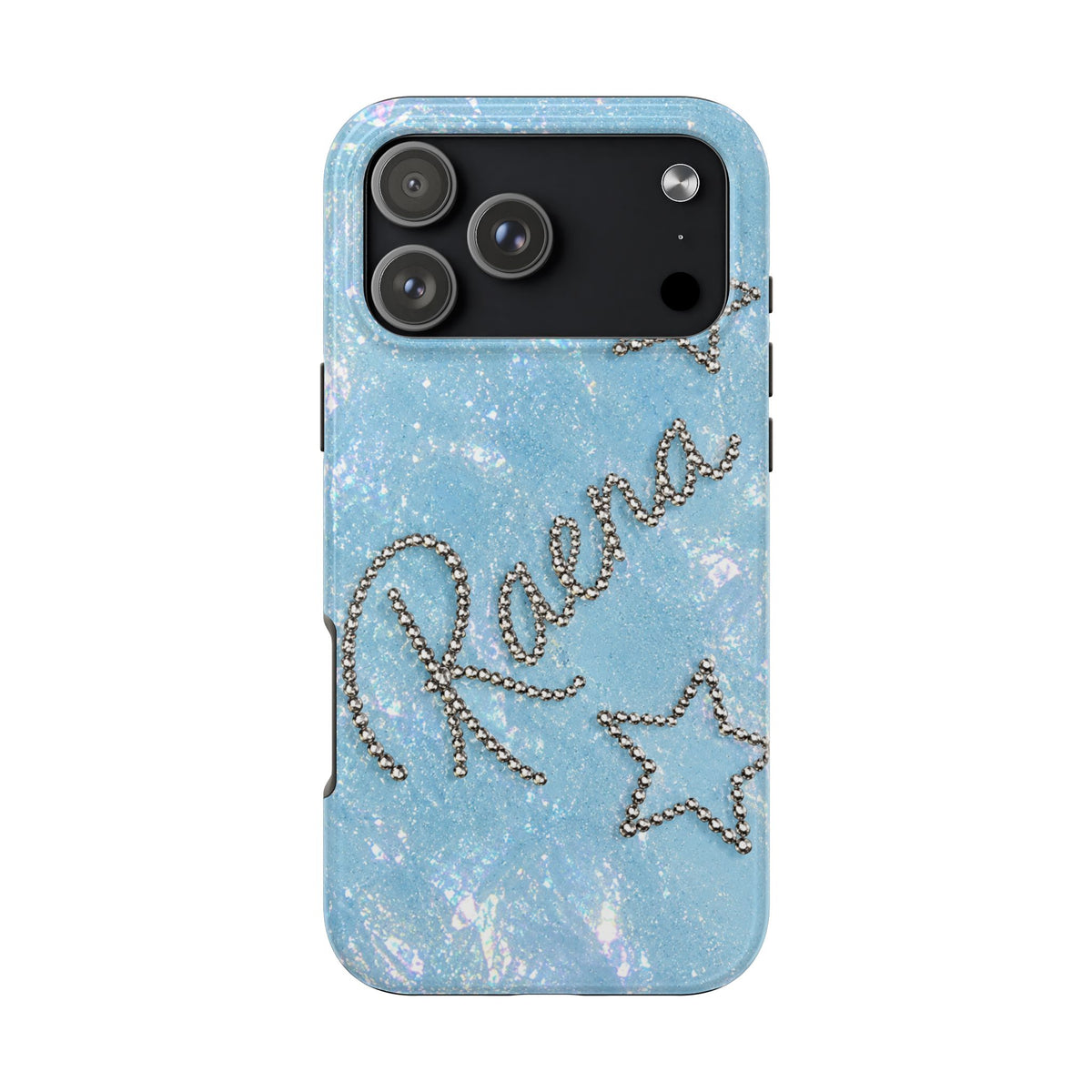 PERSONALIZED BLUE GLITTER RHINESTONE CUSTOM NAME PHONE CASE