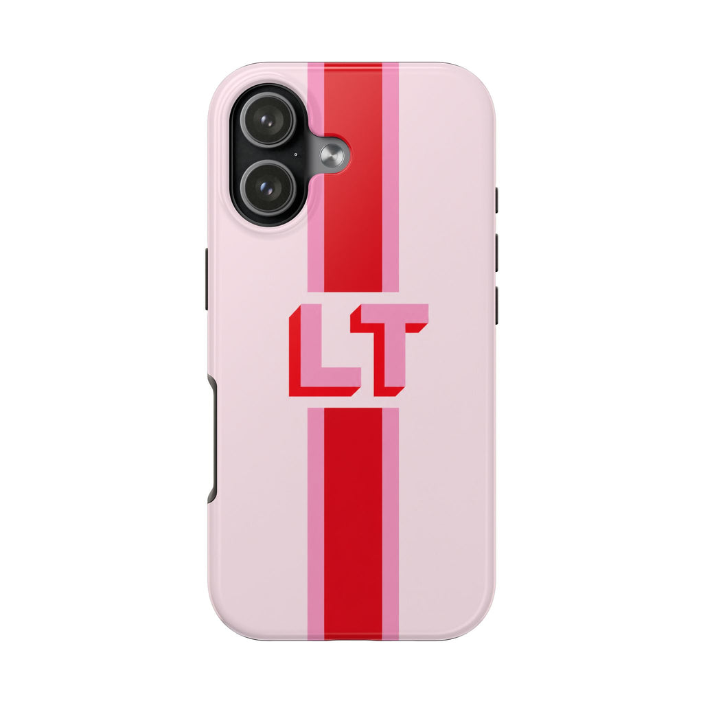 PERSONALIZED PINK & RED MONOGRAM INITIALS NAME PHONE CASE
