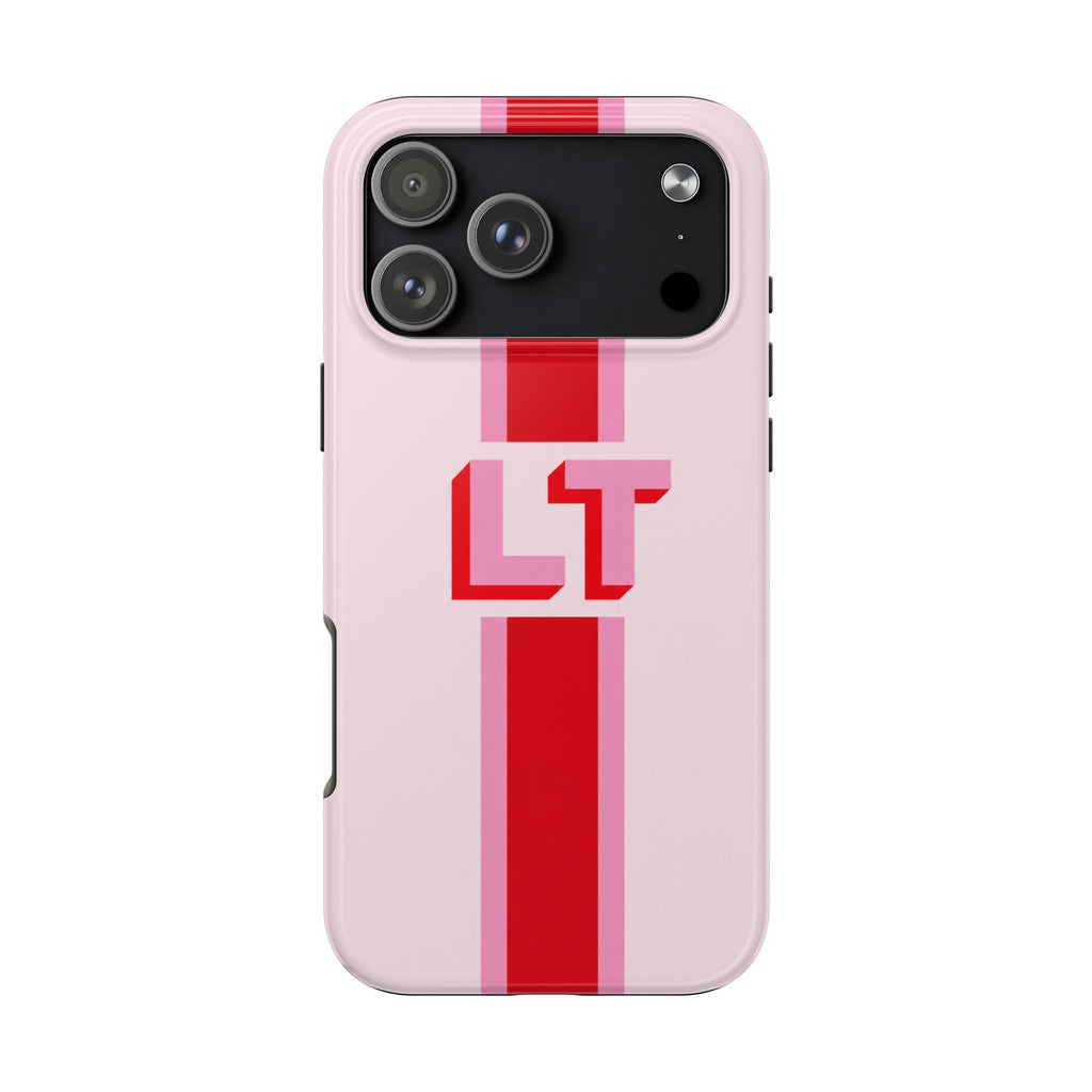 PERSONALIZED PINK & RED MONOGRAM INITIALS NAME PHONE CASE