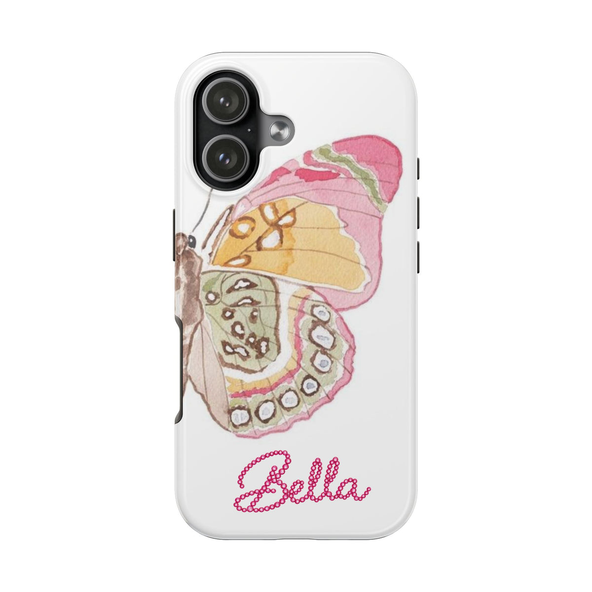 PERSONALIZED BUTTERFLY WING PINK RHINESTONE CUSTOM NAME PHONE CASE