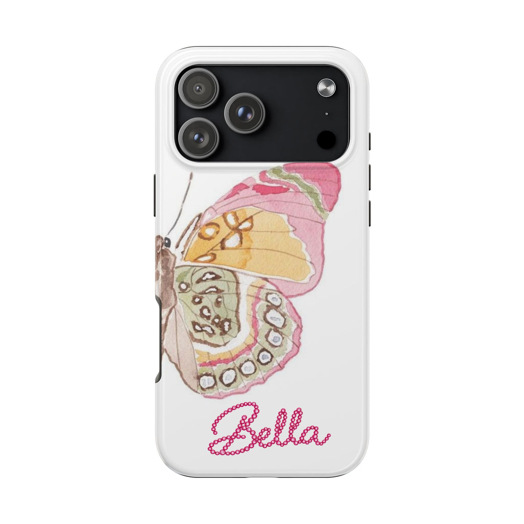 PERSONALIZED BUTTERFLY WING PINK RHINESTONE CUSTOM NAME PHONE CASE