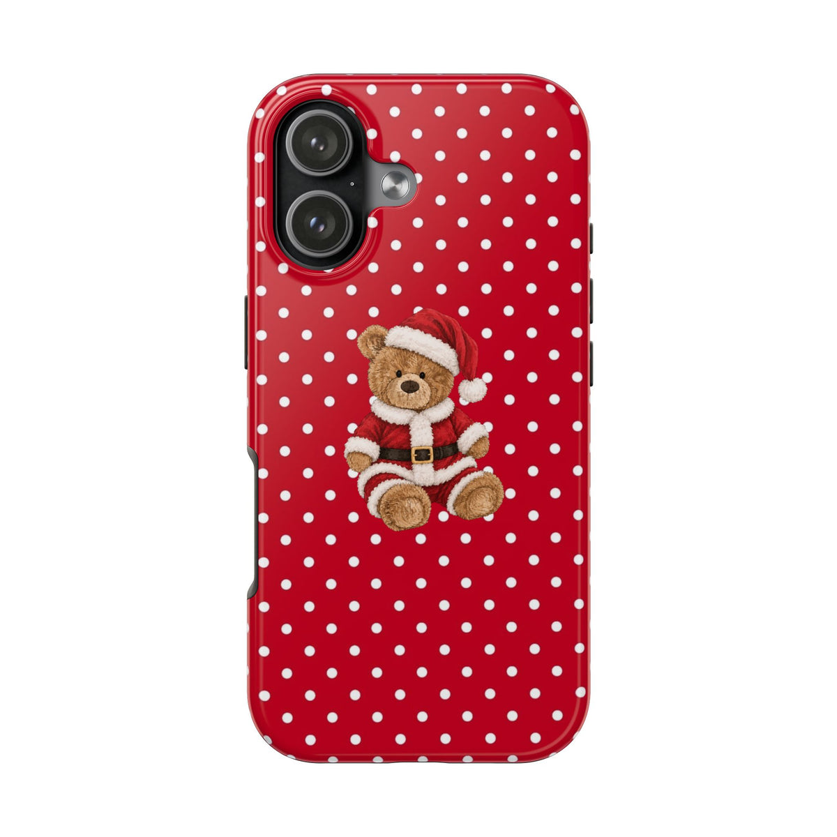RED POLKA DOTS SANTA TEDDY BEAR PHONE CASE