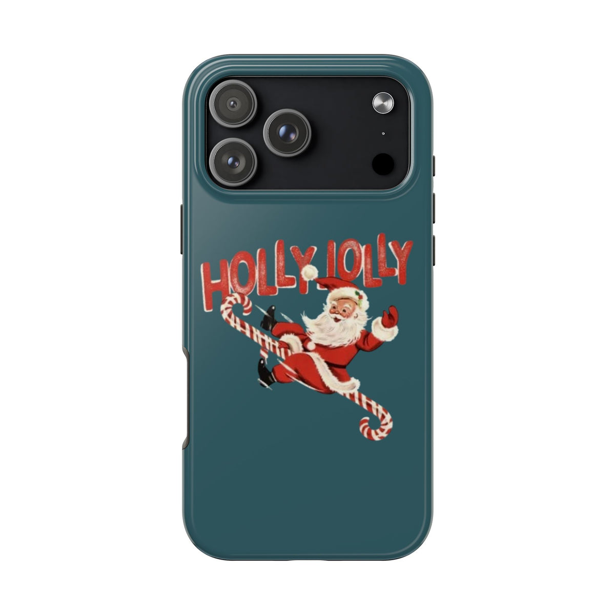 TEAL VINTAGE HOLLY JOLLY SANTA CLAUS PHONE CASE
