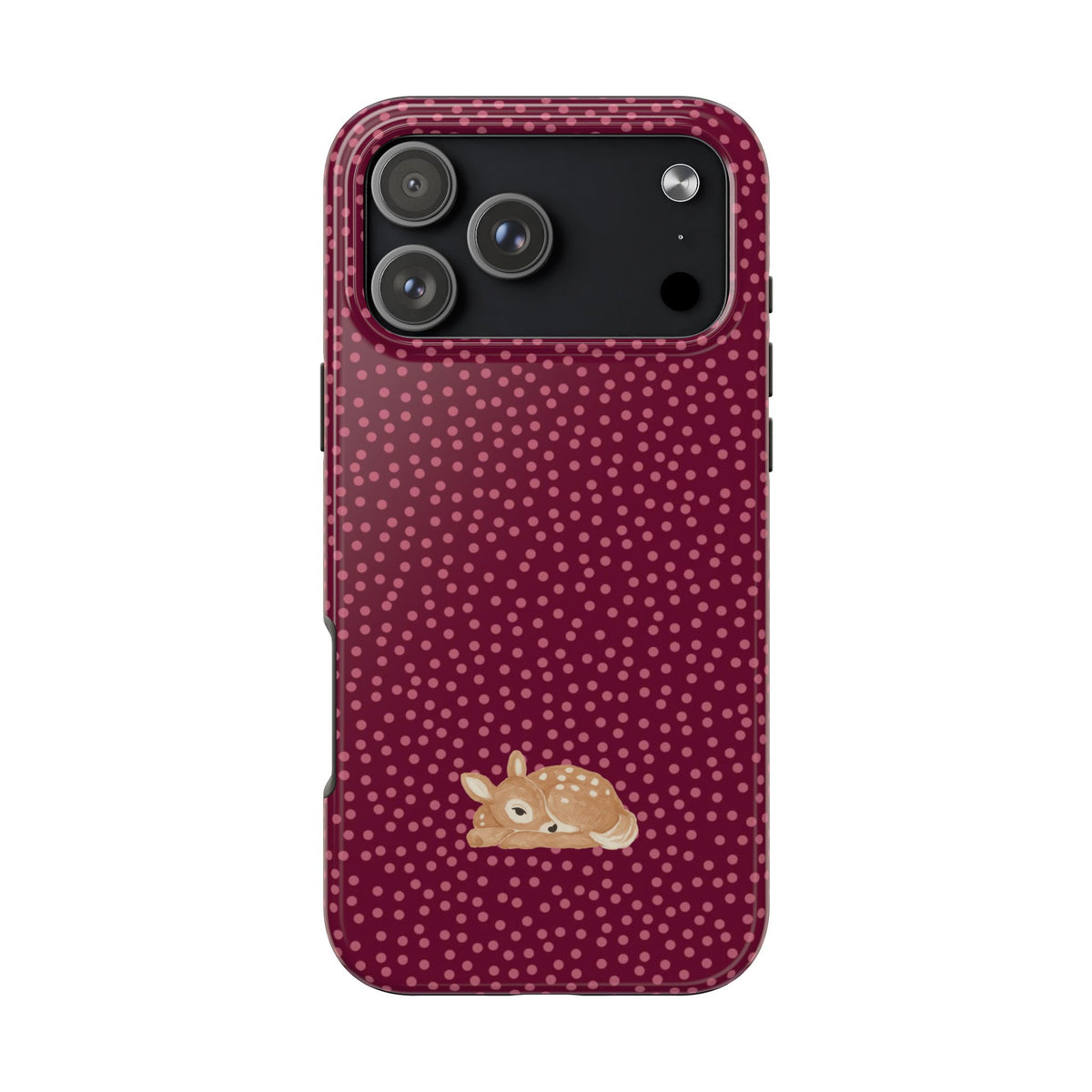 BURGUNDY POLKA DOTS MINI DEER PHONE CASE