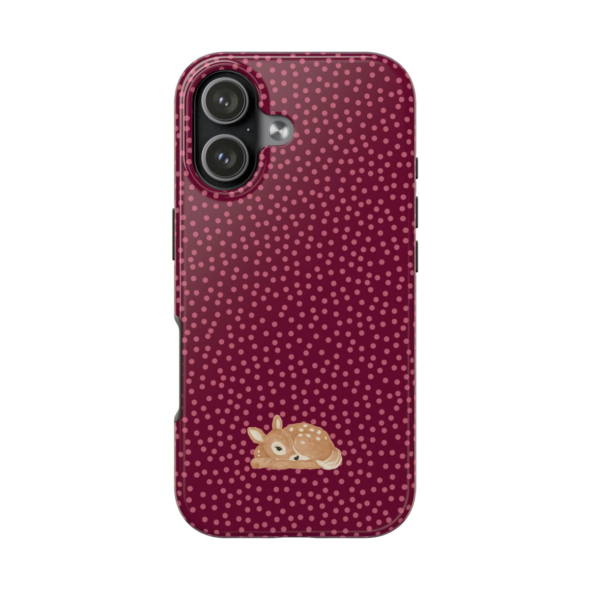 BURGUNDY POLKA DOTS MINI DEER PHONE CASE
