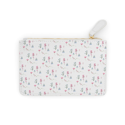 VINTAGE WHITE FLORAL LEATHER POUCH