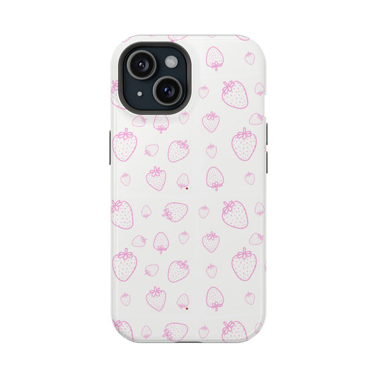 WHITE & PINK STRAWBERRIES PHONE CASE