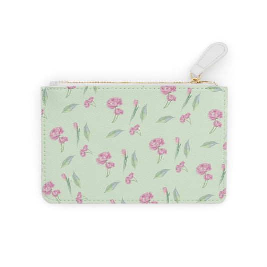 GREEN FLORAL LEATHER POUCH