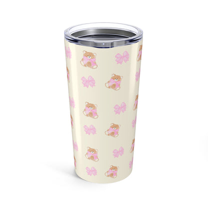 BEIGE TEDDY BOW TUMBLER
