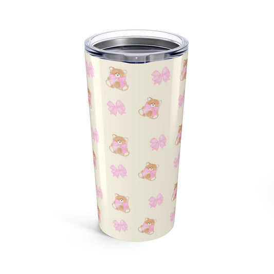 BEIGE TEDDY BOW TUMBLER