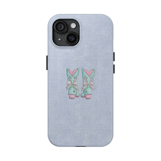 DENIM EMBROIDERY COUNTRY BOOTS PHONE CASE