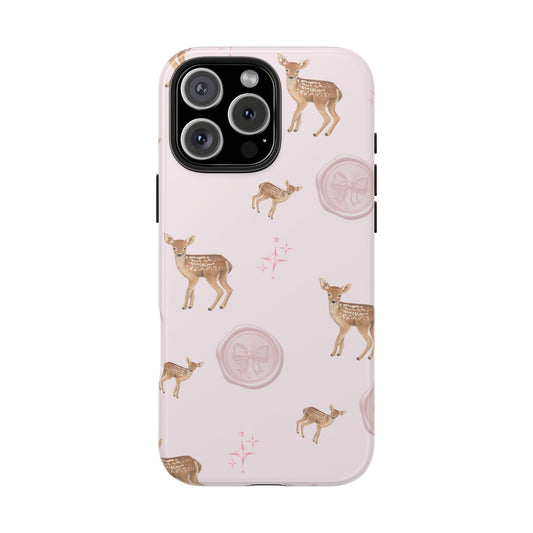 PINK DEER BOW CHRISTMAS PHONE CASE