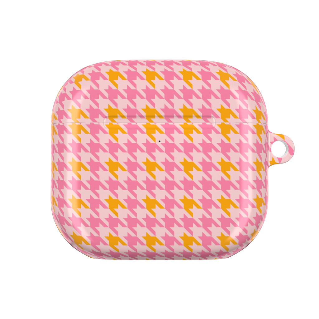 PINK & ORANGE HOUNDSTOOTH AIRPOD CASE