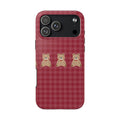 RED GINGHAM CHECKERED TEDDY BEAR PHONE CASE