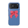 NAVY STRIPES RED LARGE BOW PHONE CASE