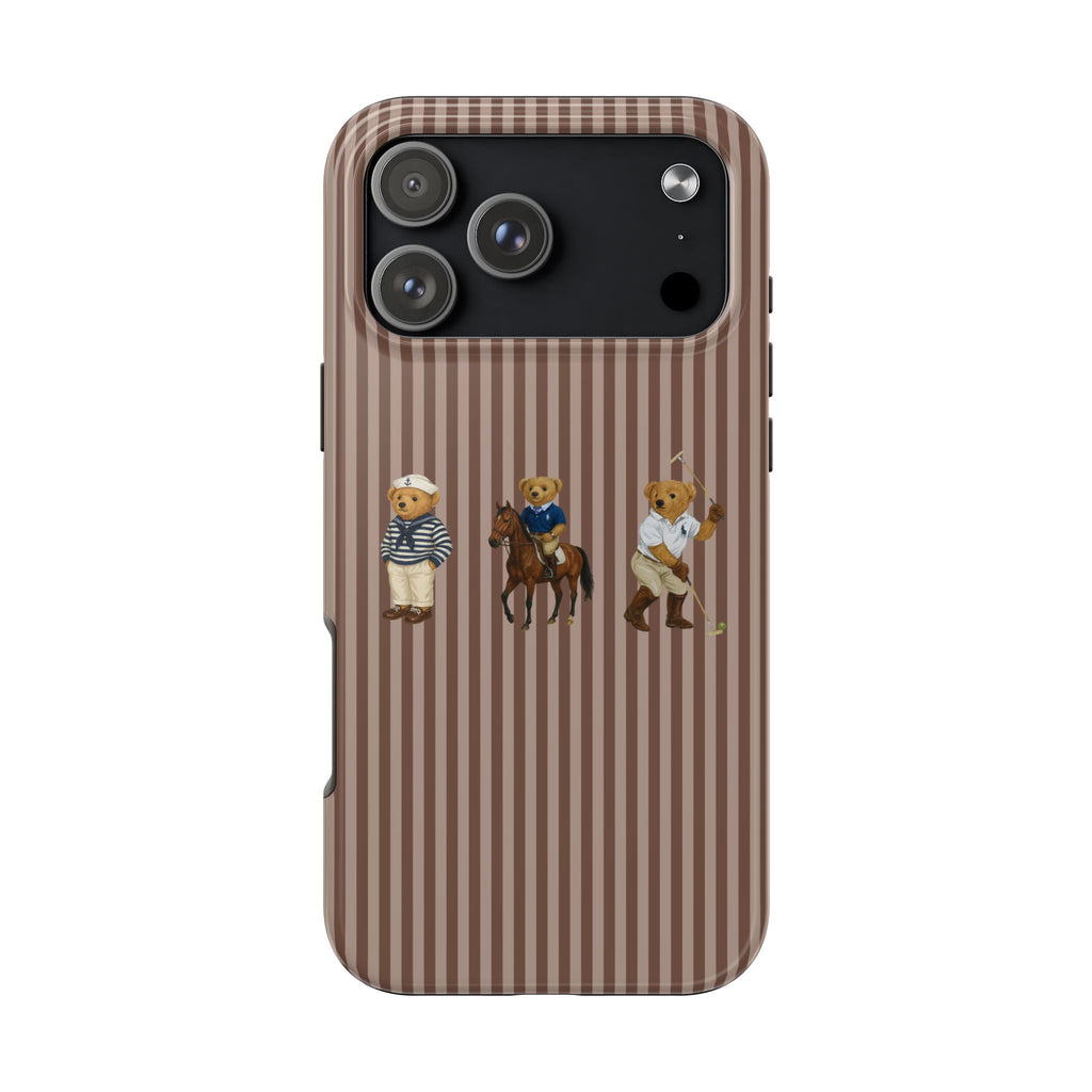 BROWN STRIPES RL TEDDY BEARS PHONE CASE