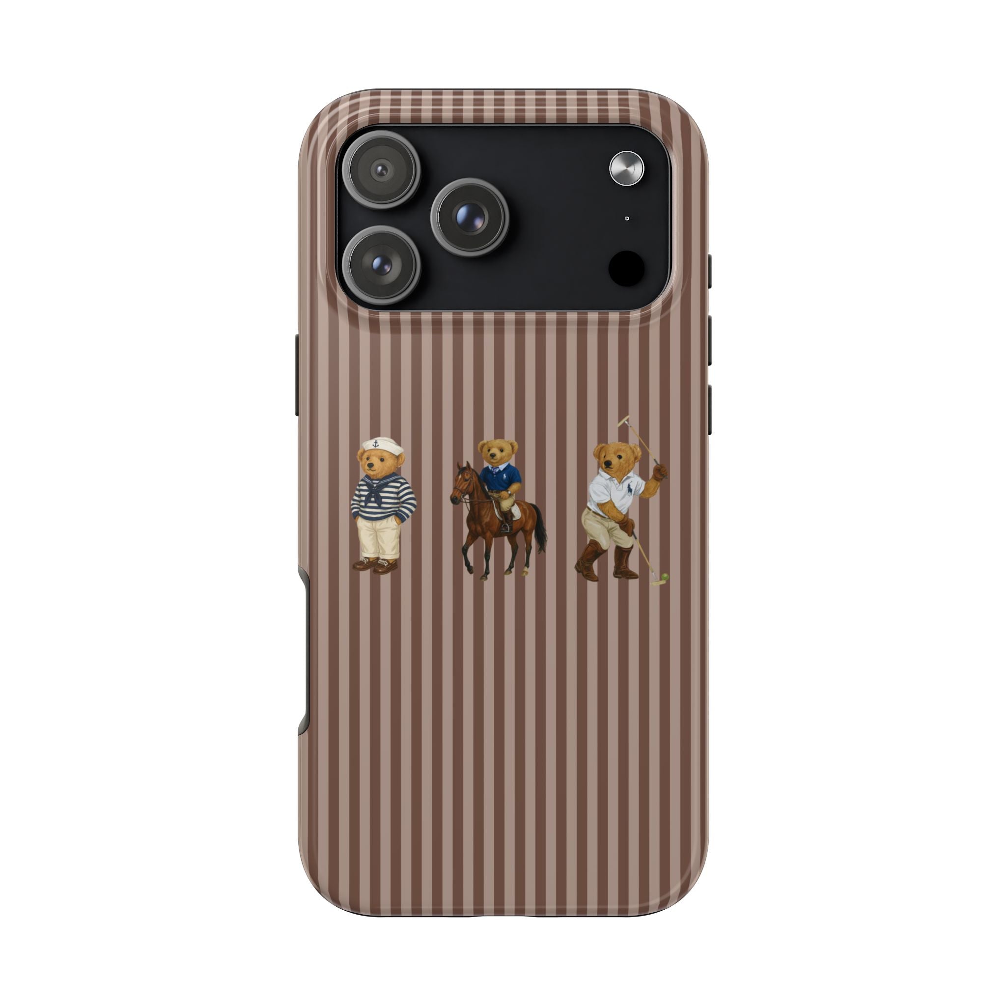 BROWN STRIPES RL TEDDY BEARS PHONE CASE