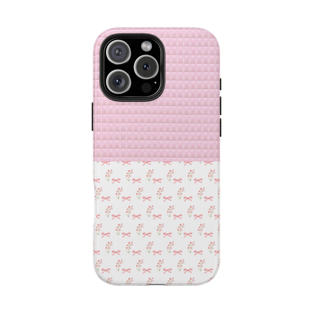 PINK WAFFLE KNIT FLORAL PHONE CASE