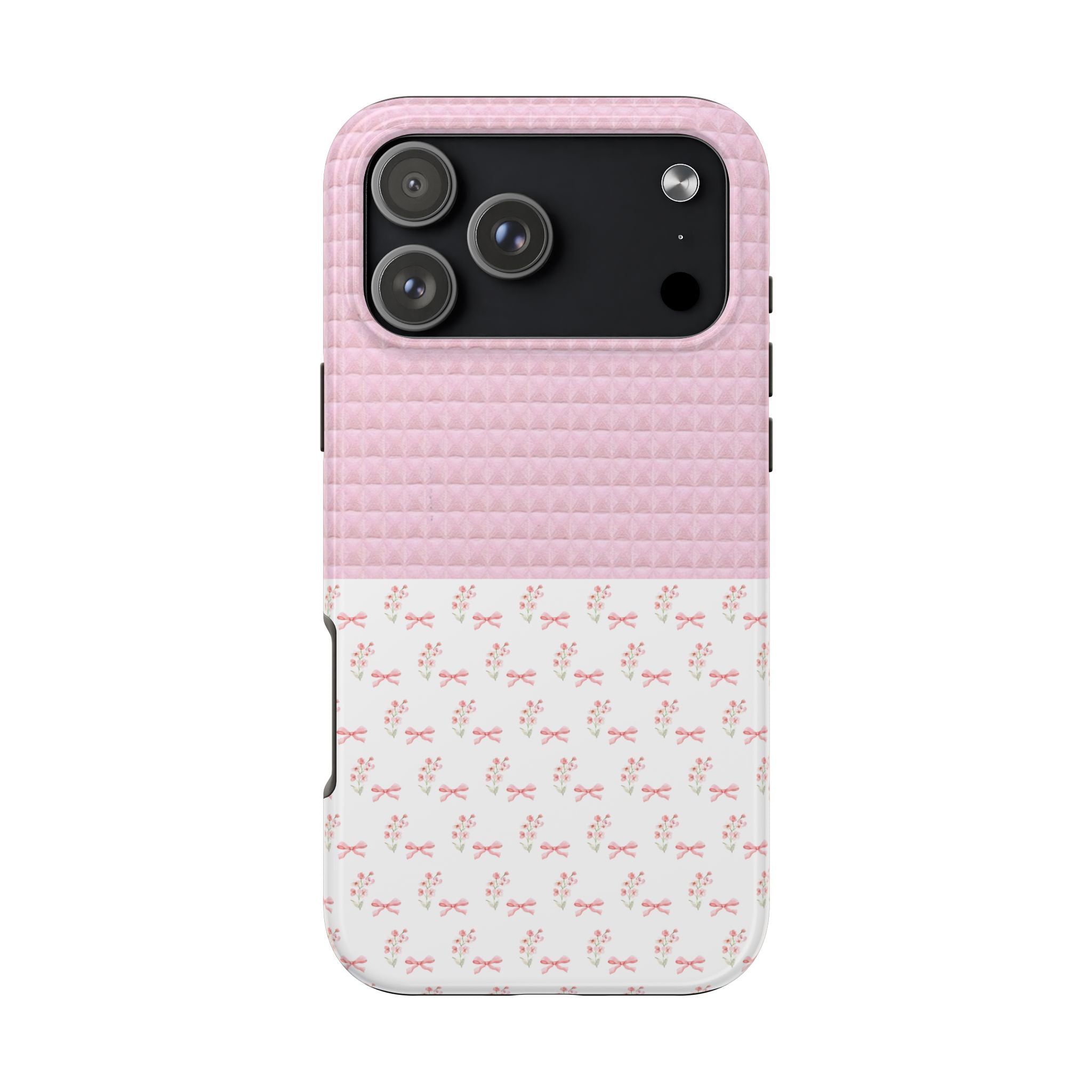 PINK WAFFLE KNIT FLORAL PHONE CASE