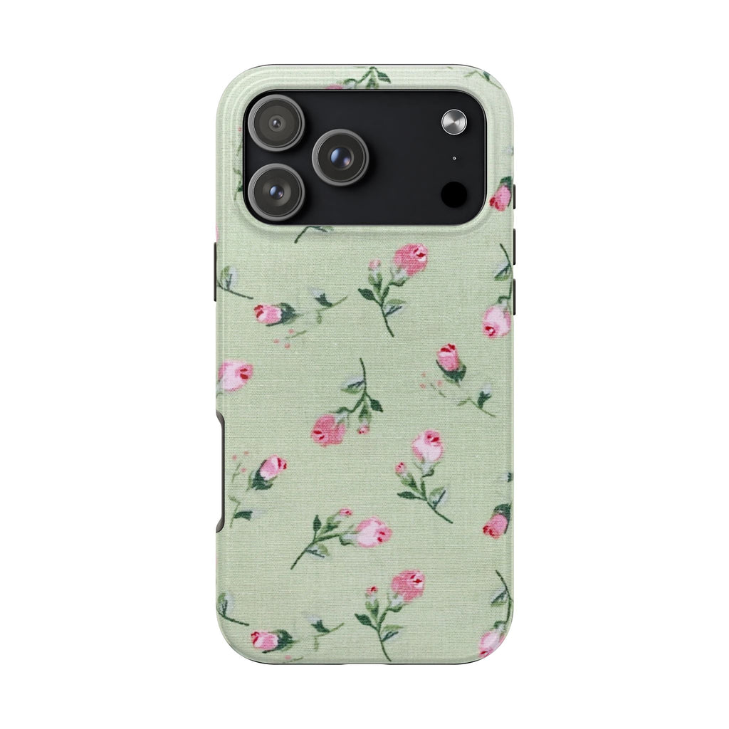 GREEN ROSES FLORAL PHONE CASE