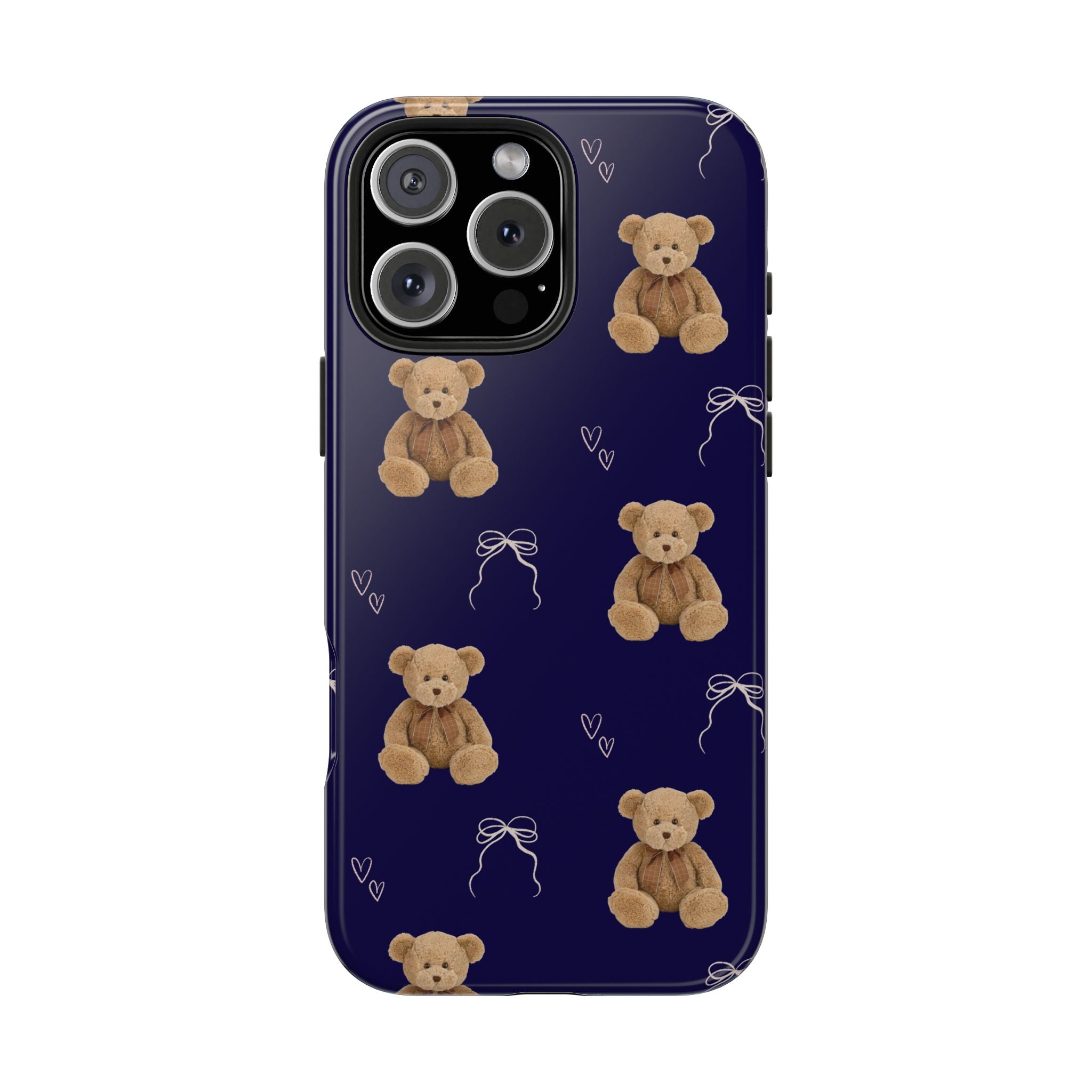 NAVY BLUE TEDDY BEAR BOW PHONE CASE