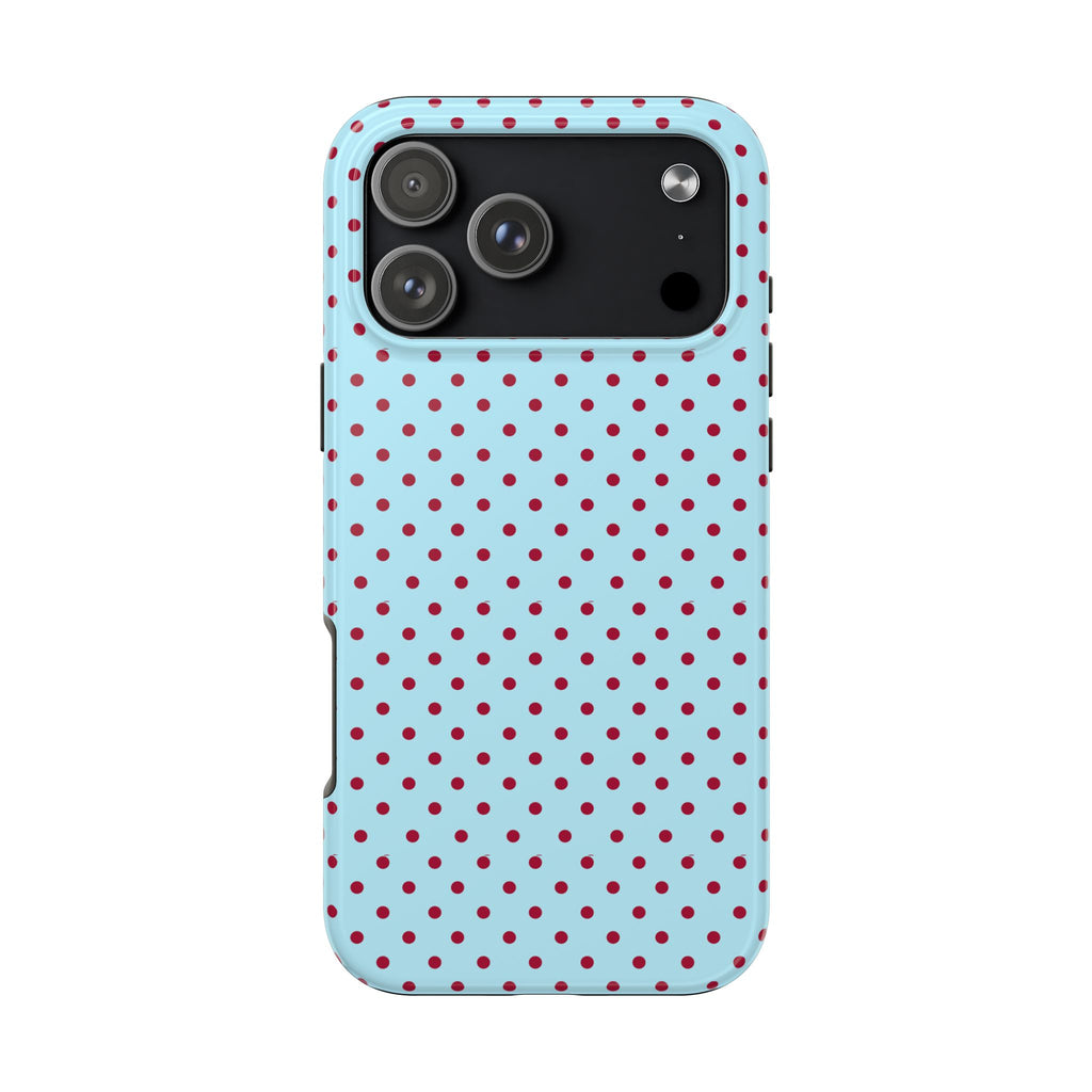 BLUE RED POLKA DOTS PHONE CASE