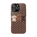 BROWN POLKA DOTS PUPPIES PHONE CASE