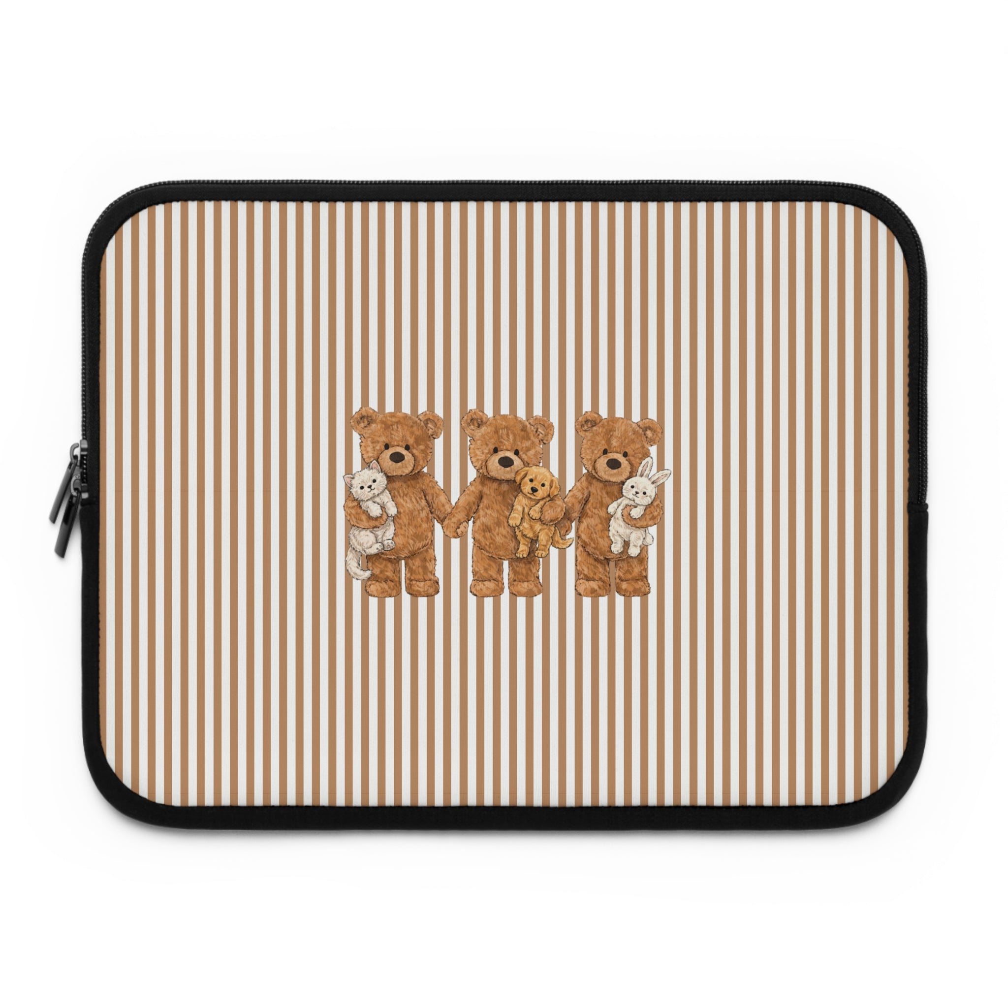 BEIGE STRIPES TEDDY BEAR PETS NEOPRENE KINDLE IPAD & LAPTOP SLEEVE