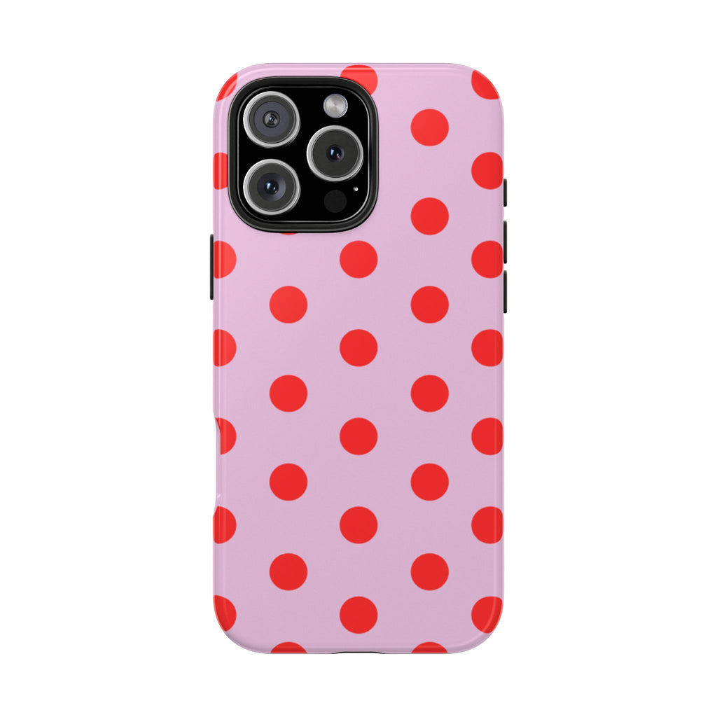 PINK RED POLKA DOTS PHONE CASE