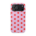 PINK RED POLKA DOTS PHONE CASE