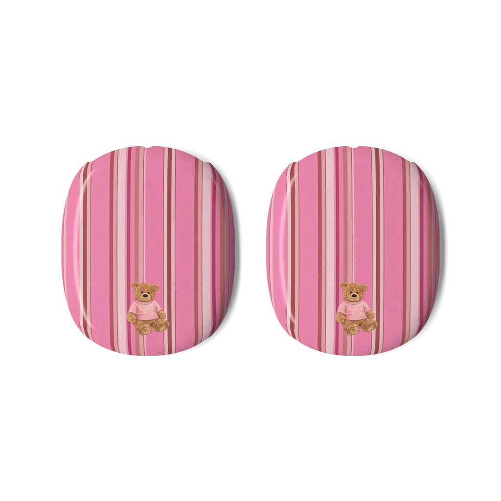 STRAWBERRY MILKSHAKE STRIPES MINI TEDDY BEAR AIRPODS MAX CASE COVERS