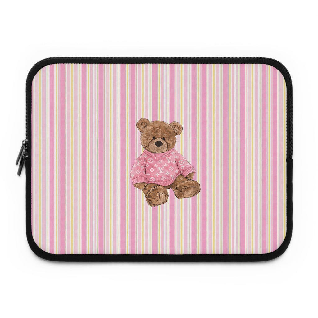 PINK STRIPES LV TEDDY BEAR NEOPRENE KINDLE IPAD & LAPTOP SLEEVE