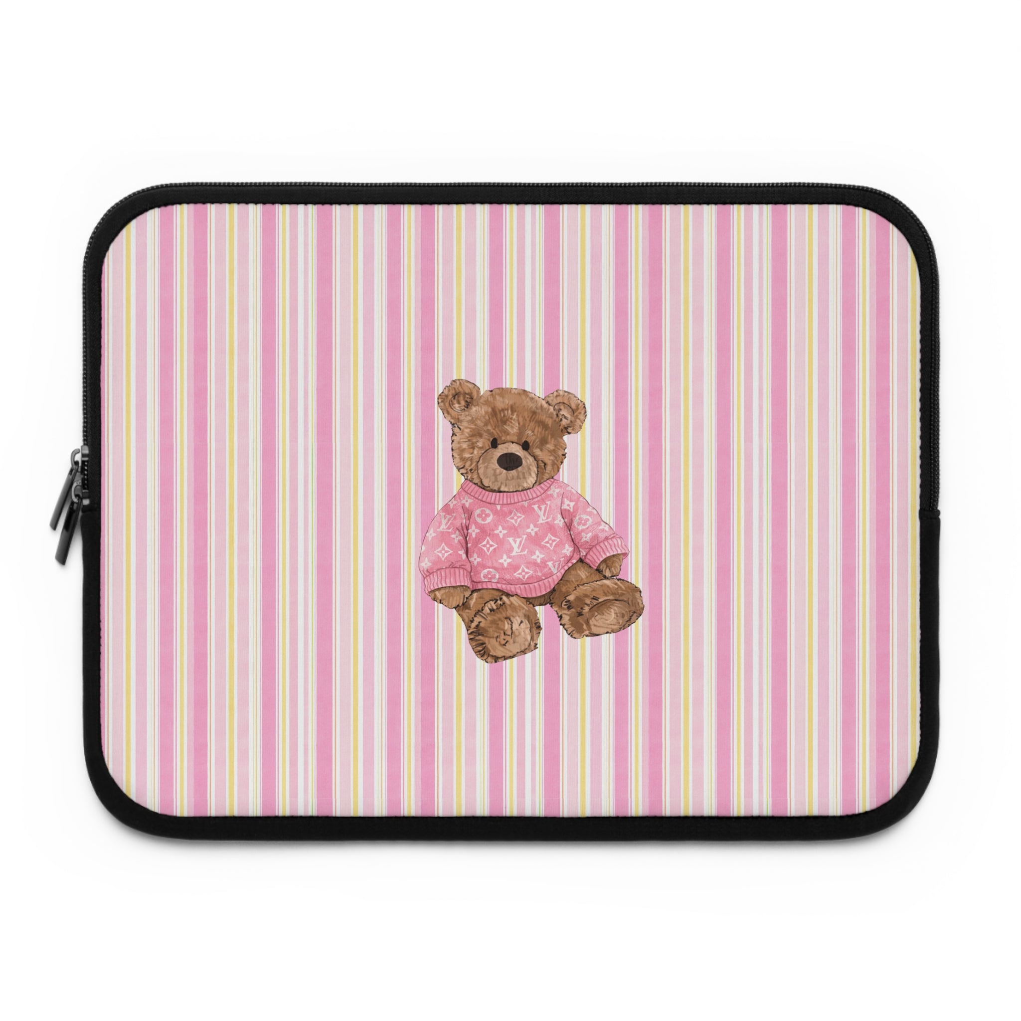 PINK STRIPES LV TEDDY BEAR NEOPRENE KINDLE IPAD & LAPTOP SLEEVE