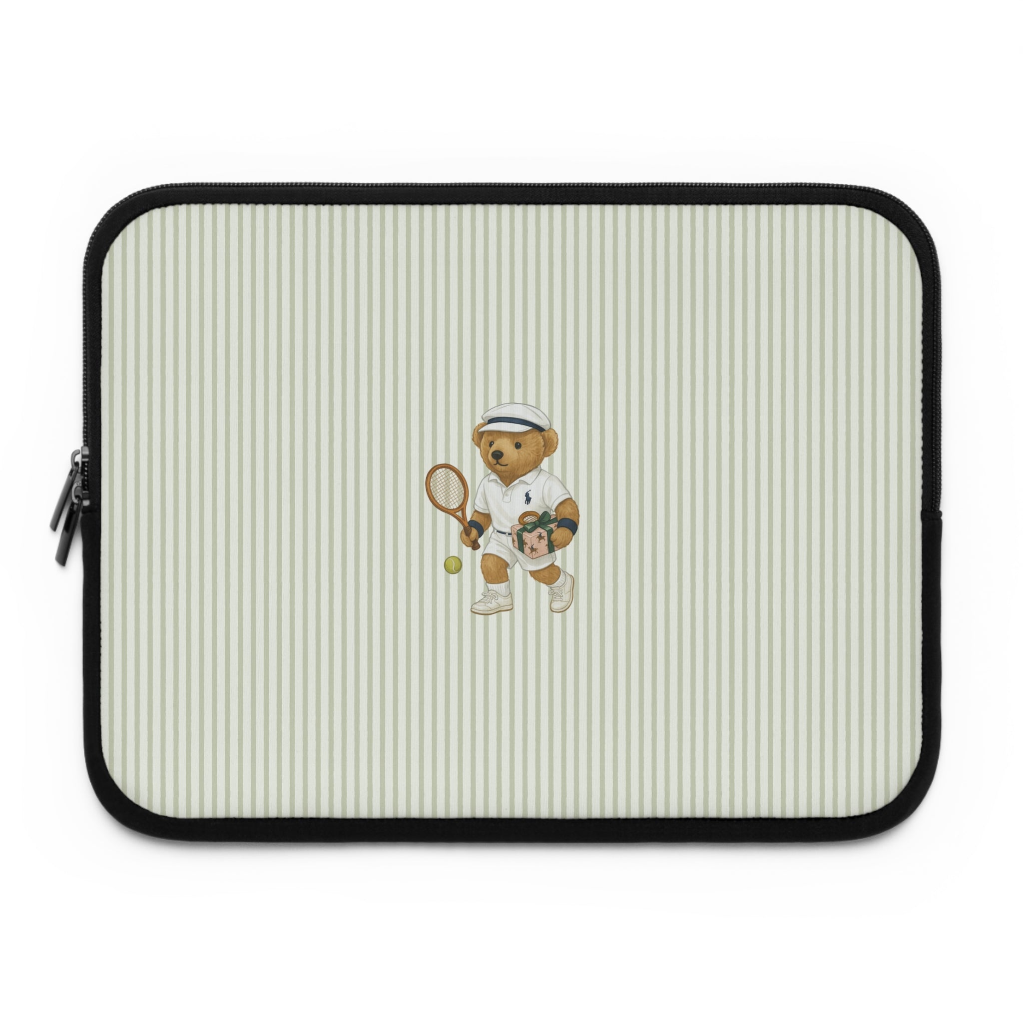 GREEN STRIPES RL TENNIS TEDDY BEAR NEOPRENE KINDLE IPAD & LAPTOP SLEEVE