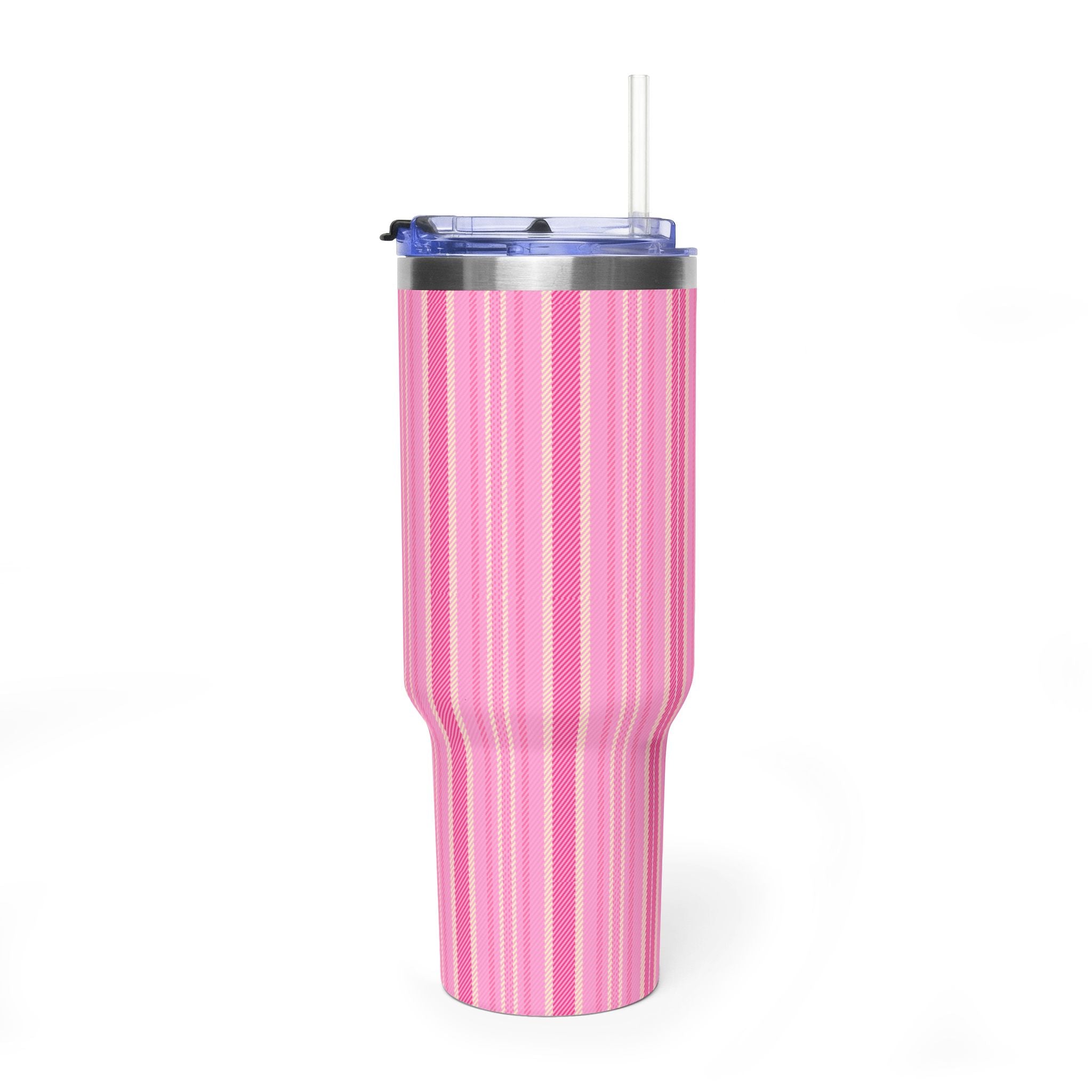 PINK STRIPES 40OZ STAINLESS STEEL TUMBLER