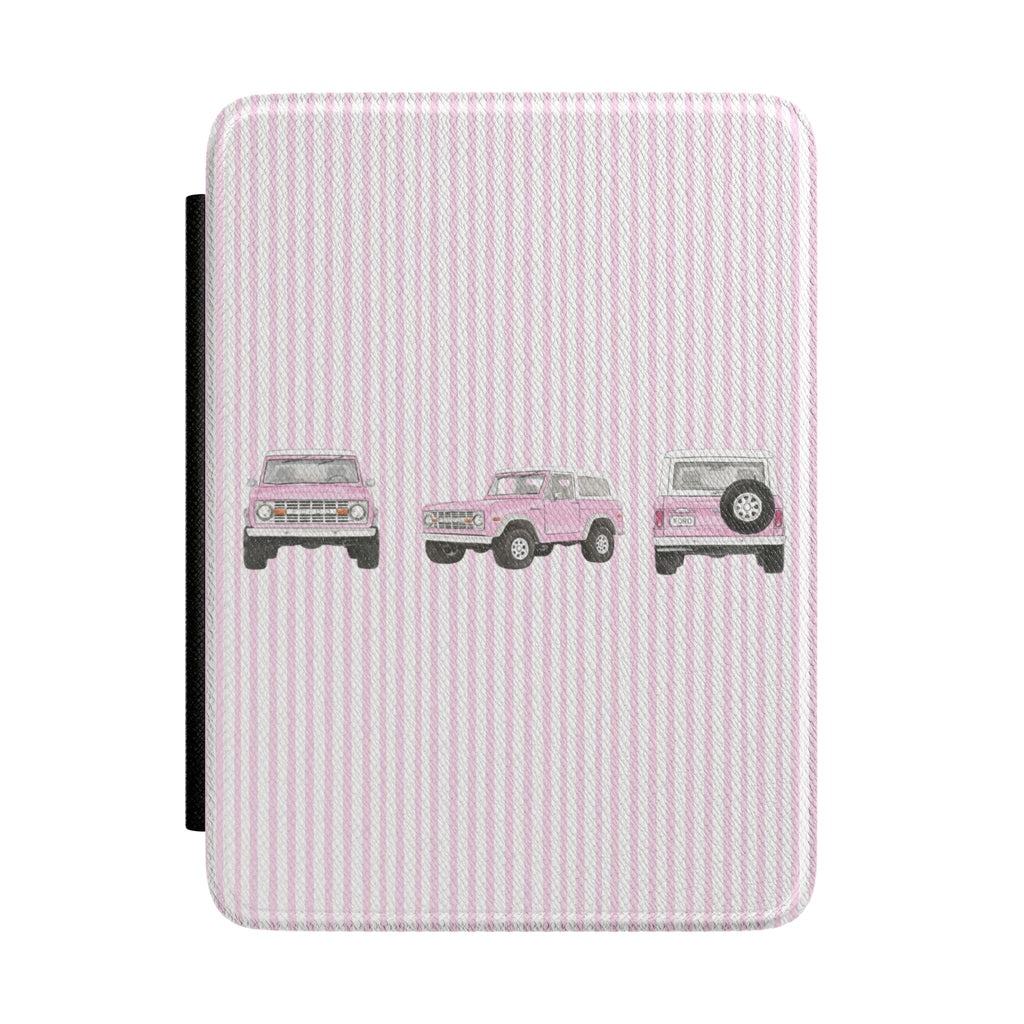 PINK STRIPES VINTAGE BRONCO KINDLE CASE HARDCOVER