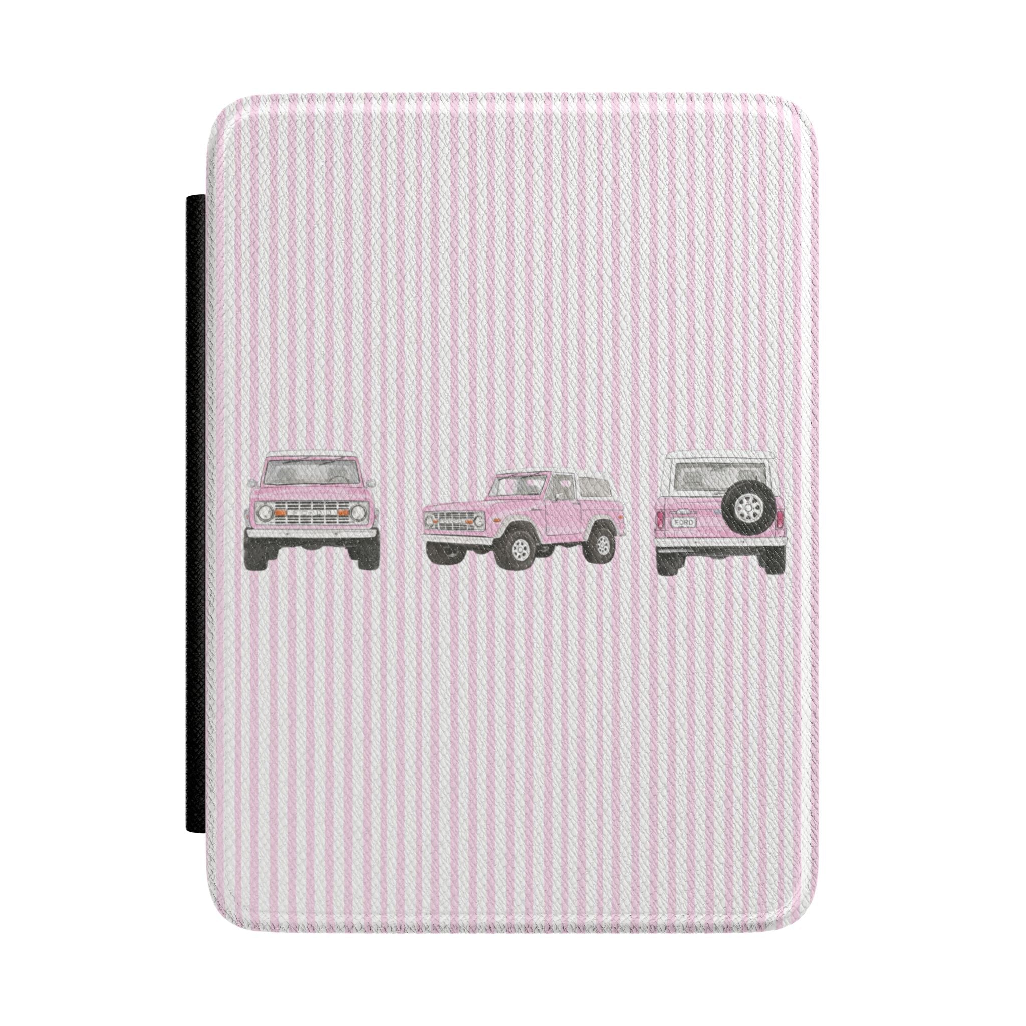 PINK STRIPES VINTAGE BRONCO KINDLE CASE HARDCOVER