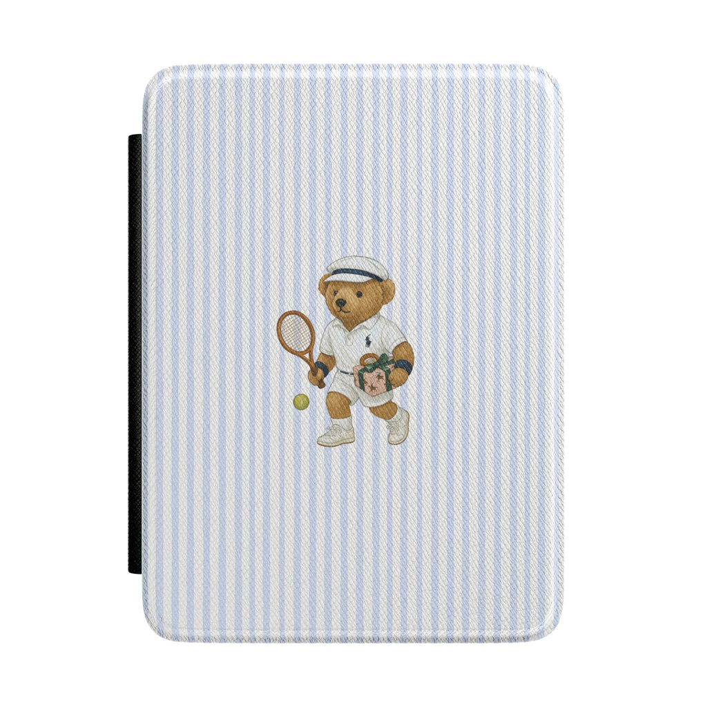 BLUE STRIPES RL TENNIS TEDDY BEAR KINDLE CASE HARDCOVER