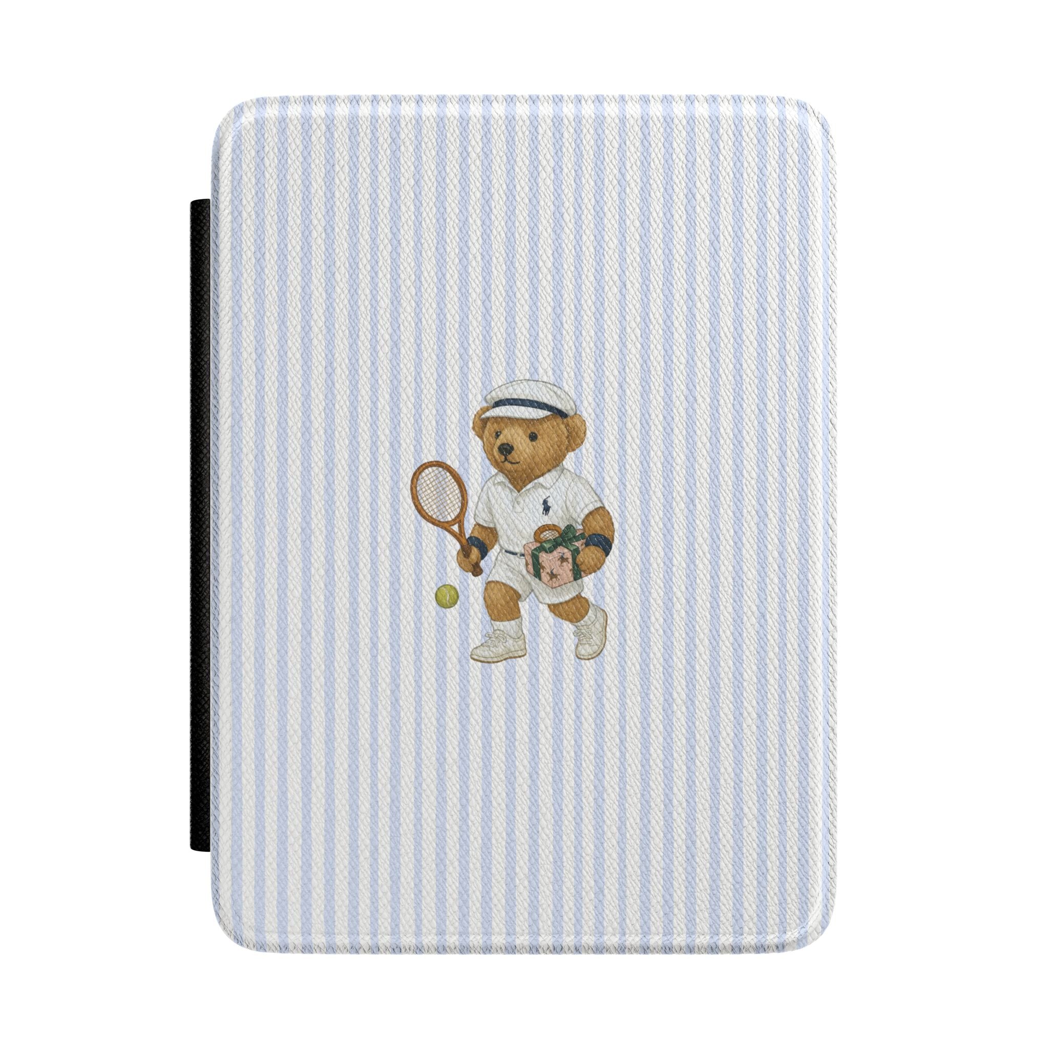 BLUE STRIPES RL TENNIS TEDDY BEAR KINDLE CASE HARDCOVER