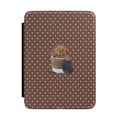 BROWN POLKA DOTS COFFEE CUP TEDDY BEAR KINDLE CASE HARDCOVER