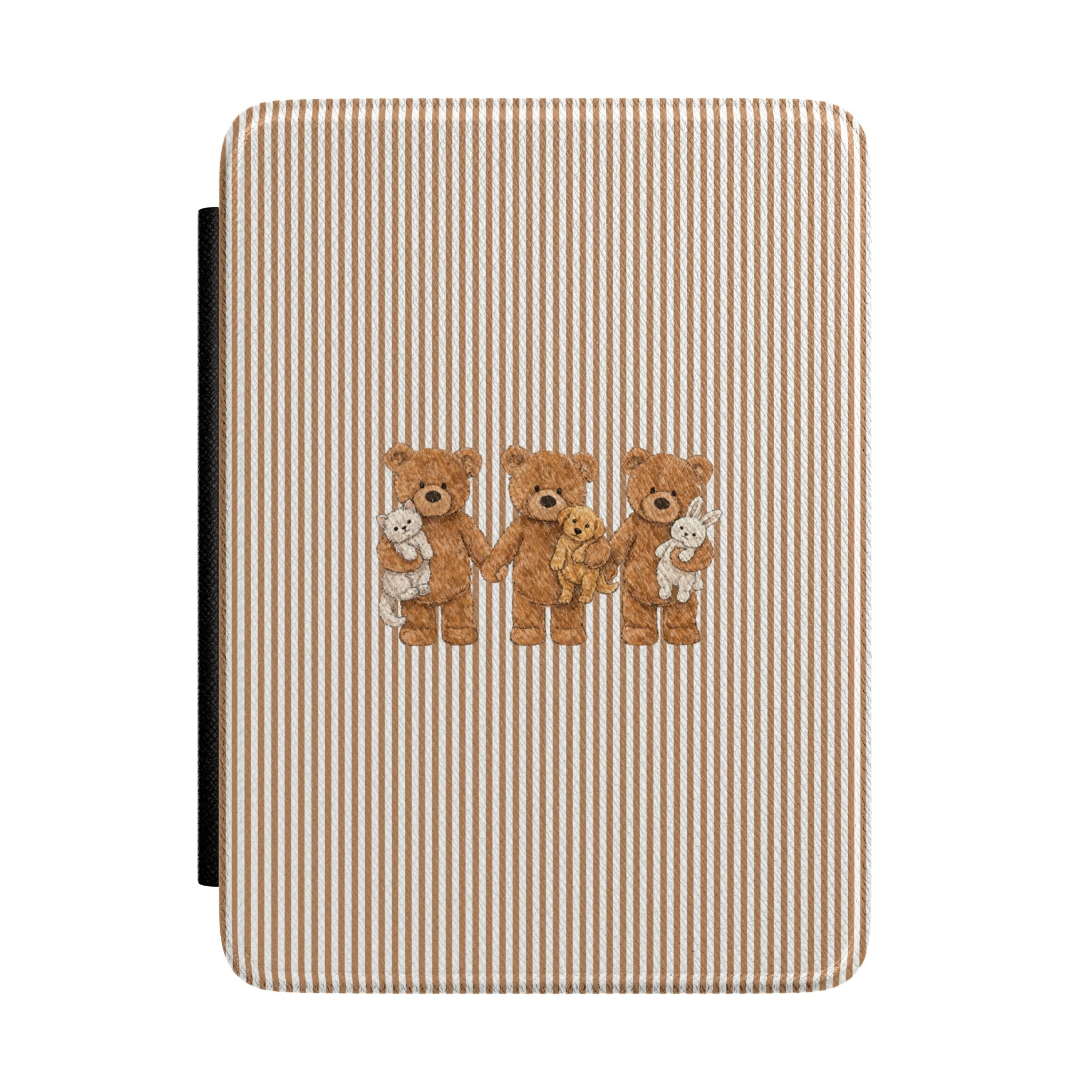 BROWN STRIPES TEDDY BEAR PETS KINDLE CASE HARDCOVER