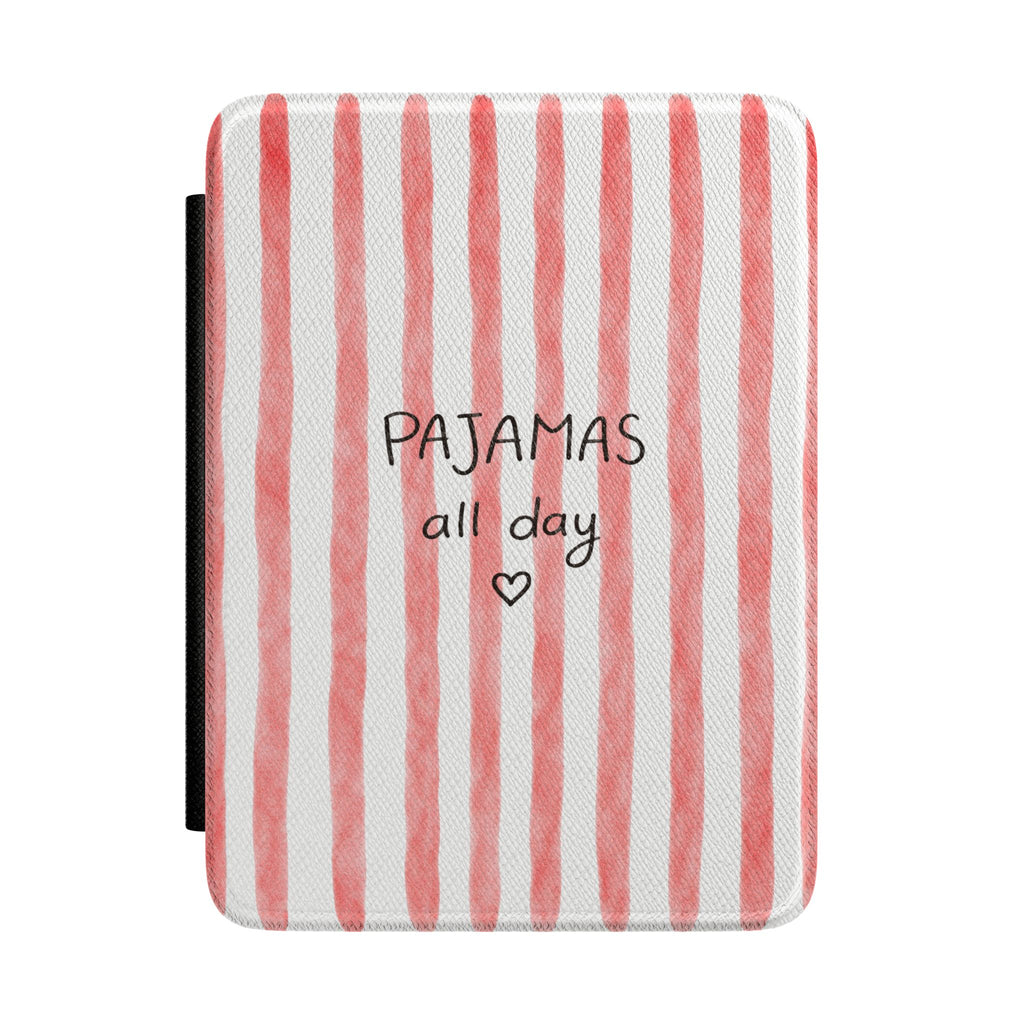 RED STRIPES PAJAMAS ALL DAY KINDLE CASE HARDCOVER