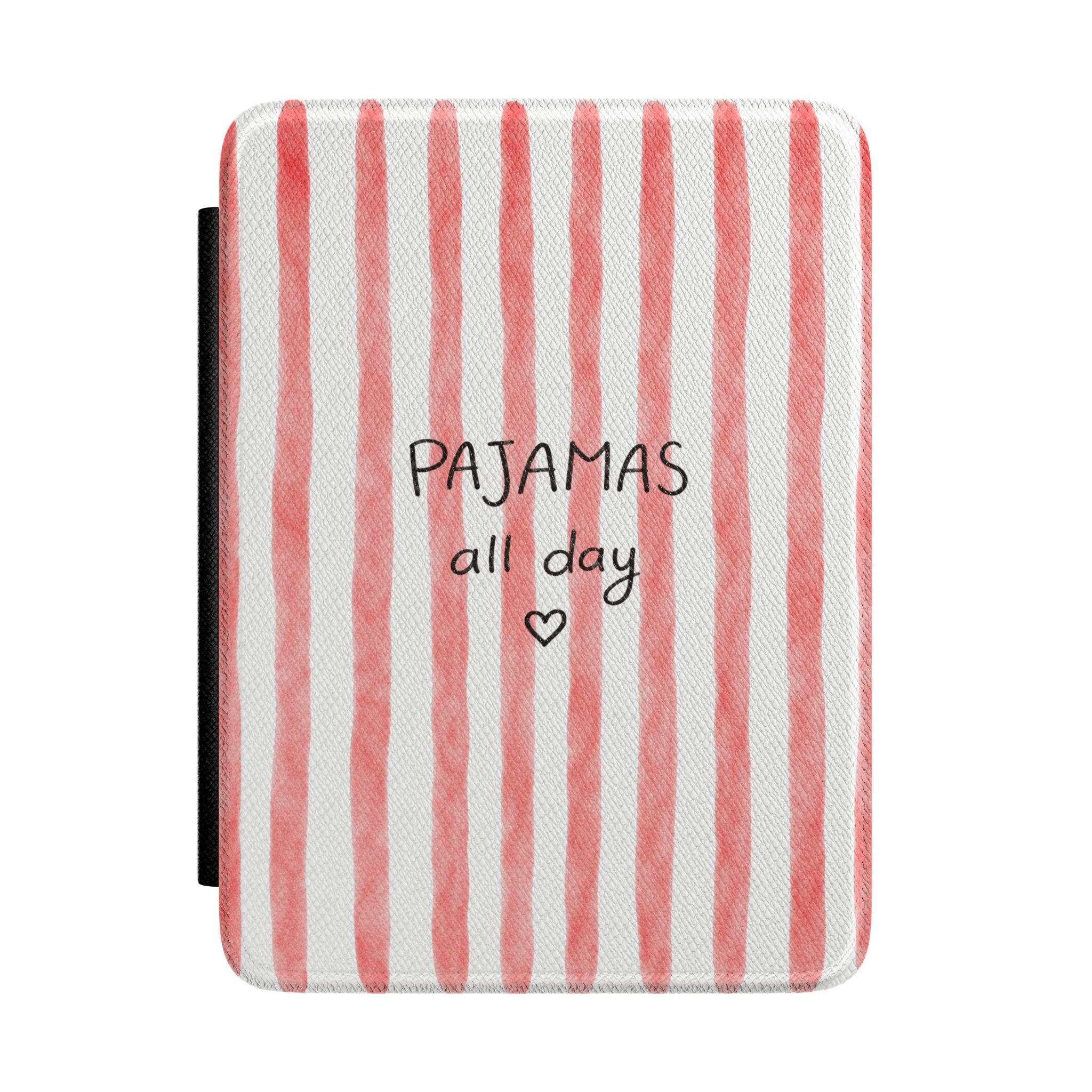 RED STRIPES PAJAMAS ALL DAY KINDLE CASE HARDCOVER