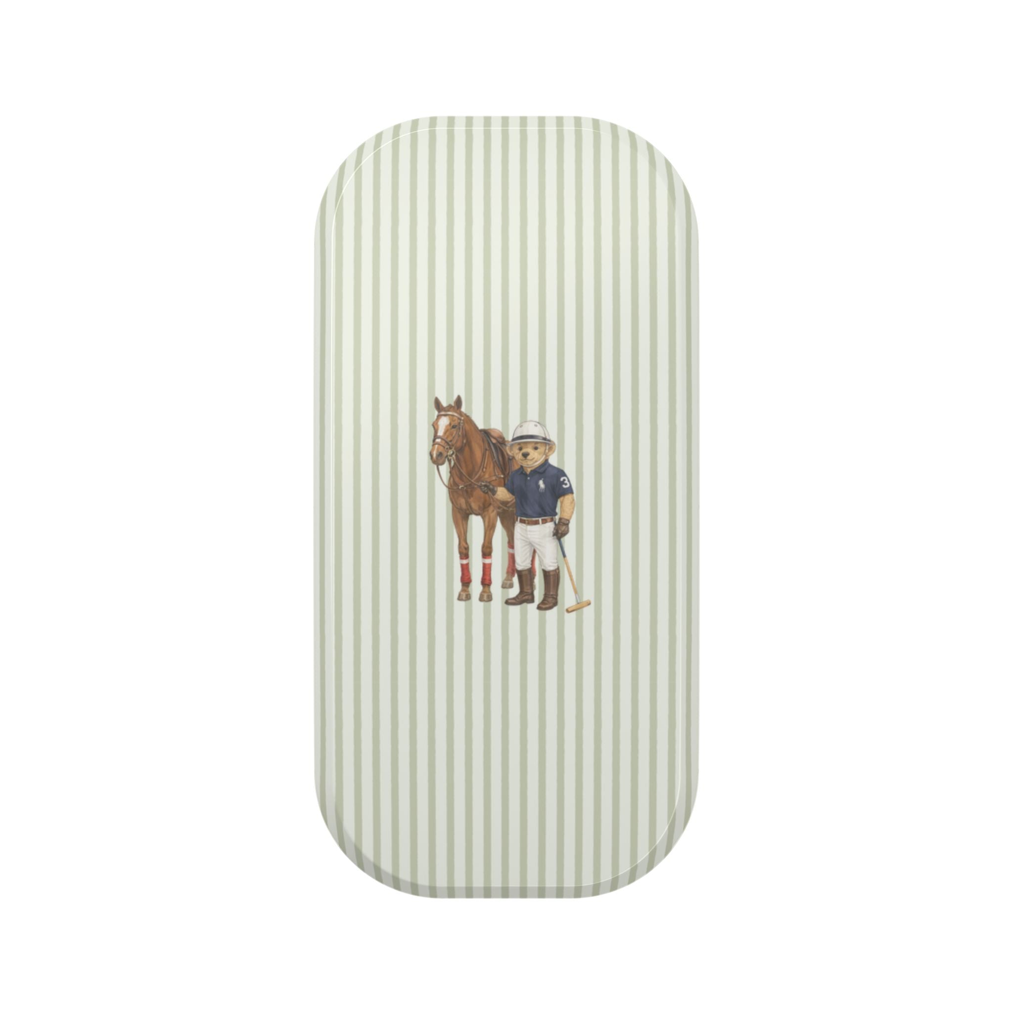GRIP CLICK GREEN STRIPES RL POLO TEDDY BEAR HORSE
