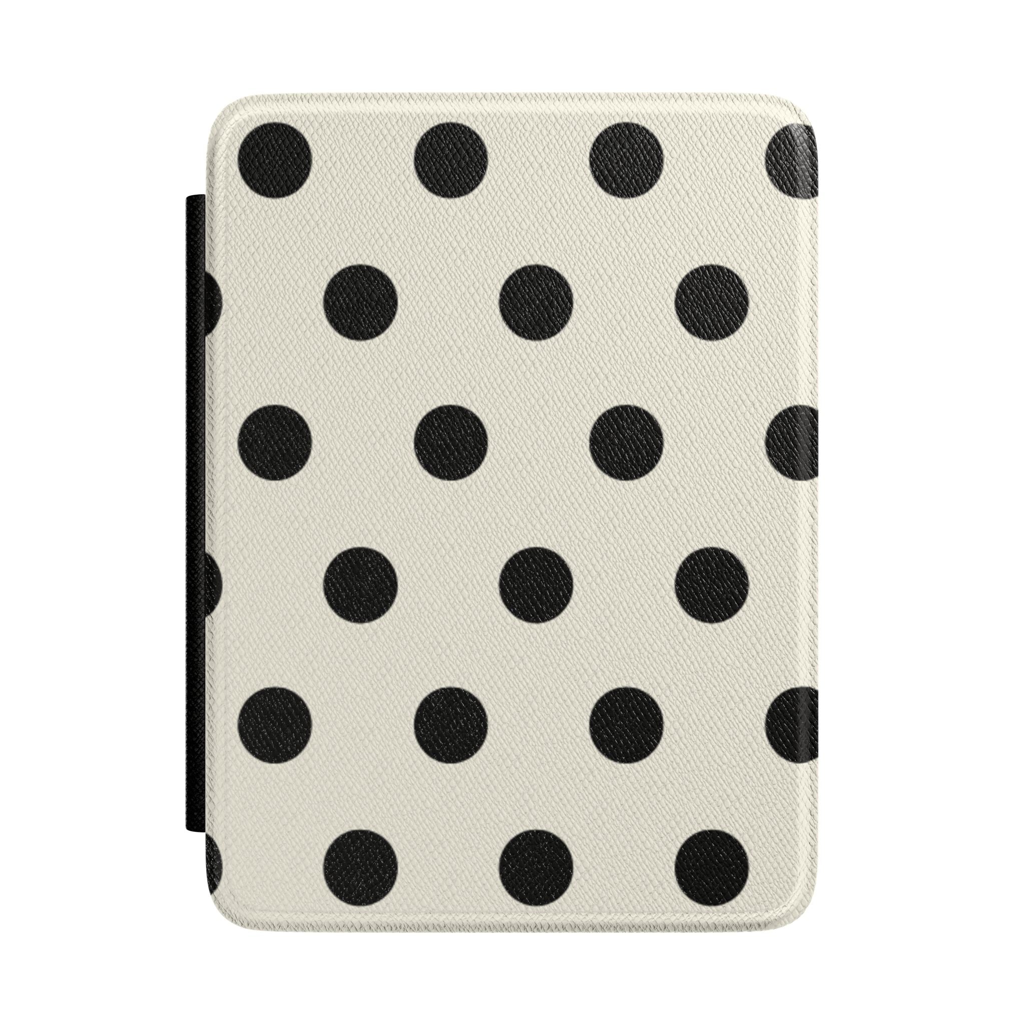 BEIGE BLACK XL POLKA DOTS KINDLE CASE HARDCOVER