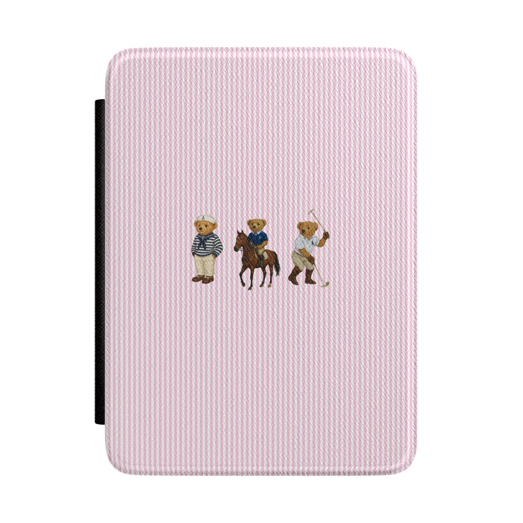 PINK STRIPES RL POLO TEDDY BEARS KINDLE CASE HARDCOVER