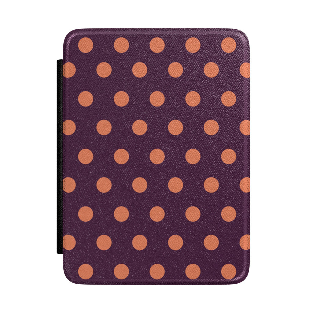 AUBERGINE ORANGE POLKA DOTS KINDLE CASE HARDCOVER