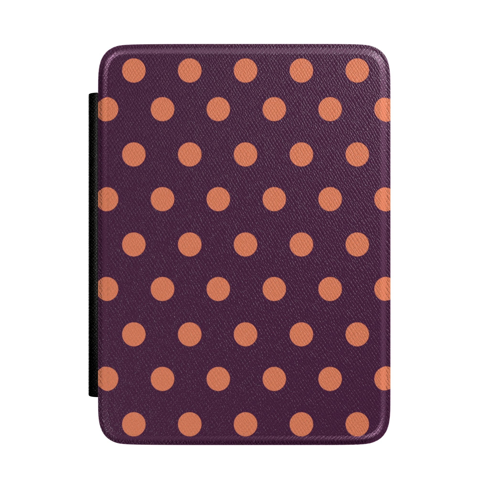AUBERGINE ORANGE POLKA DOTS KINDLE CASE HARDCOVER