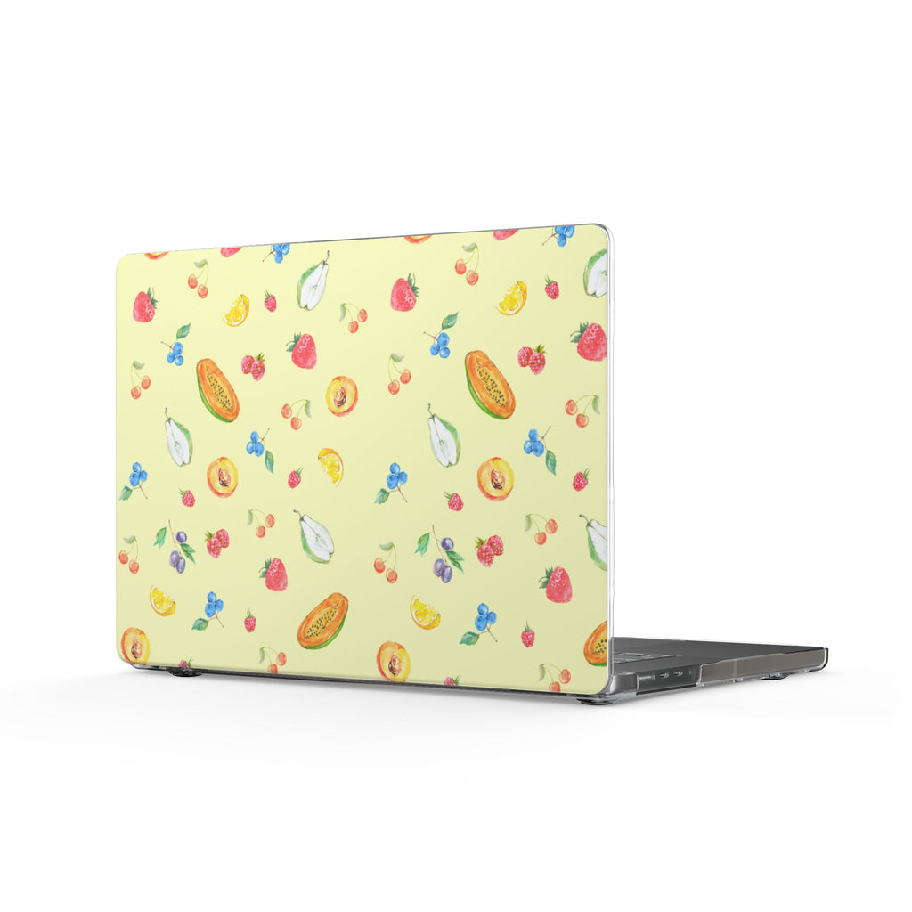 MacBook laptop cover with yellow fruit sorbet pattern and smooth hard shell