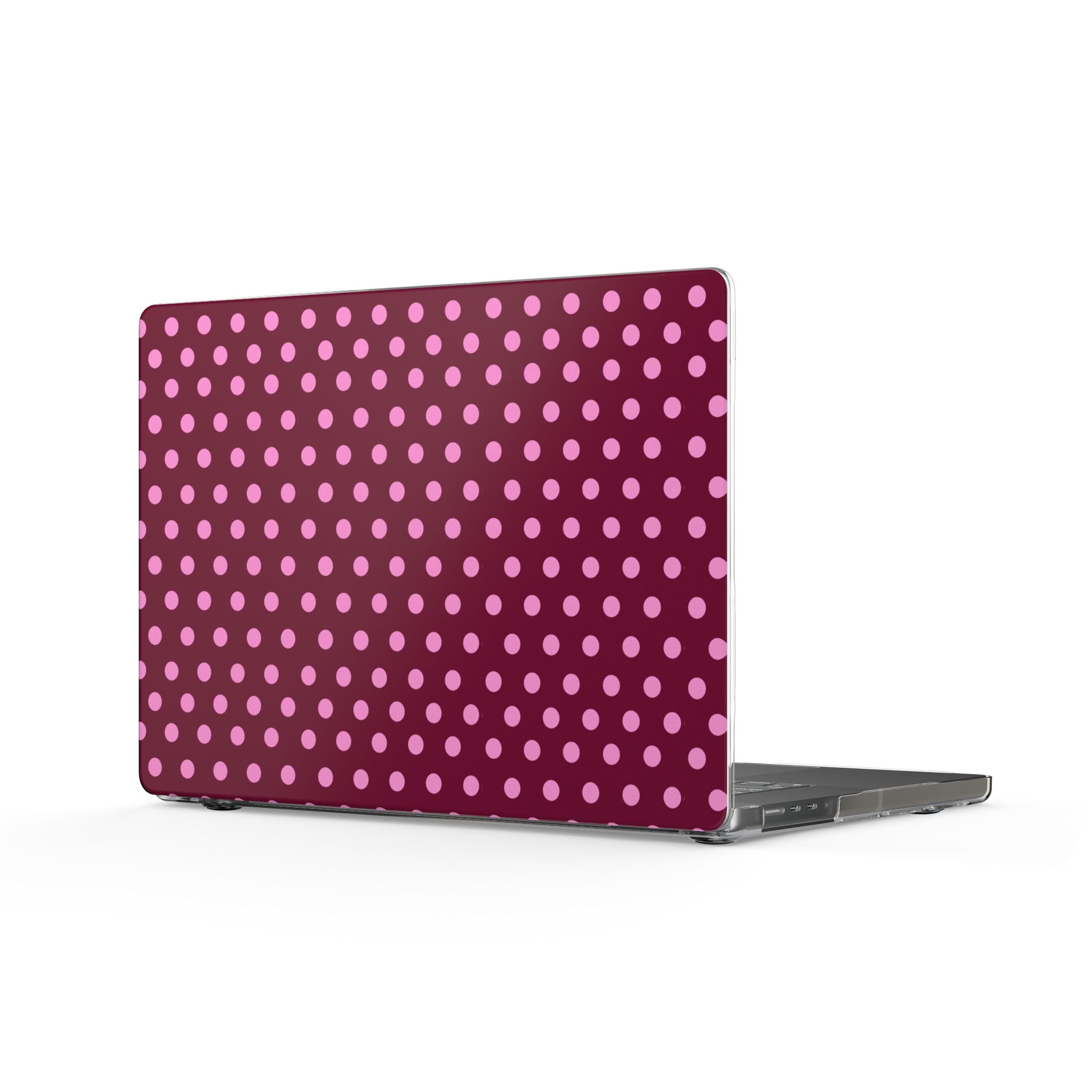 Raspberry polka dot MacBook cover with all-over dotted pattern